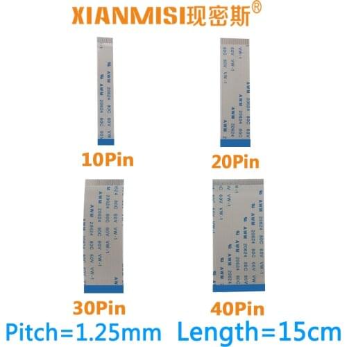FFC FPC Flat Flex Cable 10Pin 20Pin 30Pin 40Pin Opposite Side 1.25mm Pitch AWM 20624 20798 80C 60V Length 15cm 2PCS
