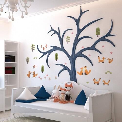Funlife Cartoon Animal Fox Wall Sticker For Kids Bedroom Baby Room Nursery Decor Fairy Tales Wall Decal DIY Kawaii Home Decor