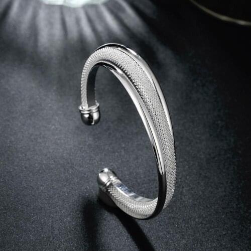 Fine hot 925 Sterling Silver Bracelets fine bangles for Women Fashion Wedding Party Christmas Gifts charm Girl student Jewelry