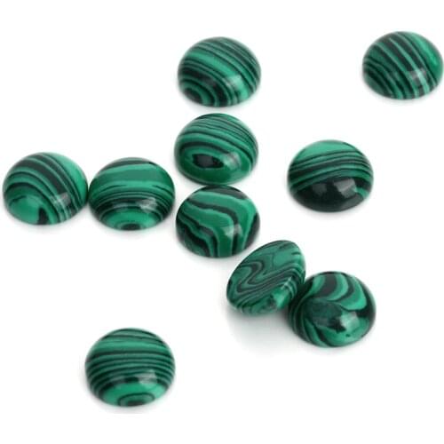 20pcs 6/8/10/12mm Malachite Loose Cameo Cabochon Beads Natural Stone Cabochon Setting Supplies For Craft Jewelry Makings F4014