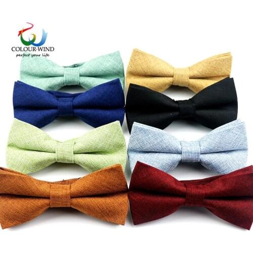 2020 New British Solid Bow Ties Classic Mens Pocket Square Polyester Linen Butterfly Colorful Party Dinner Accessories Gift