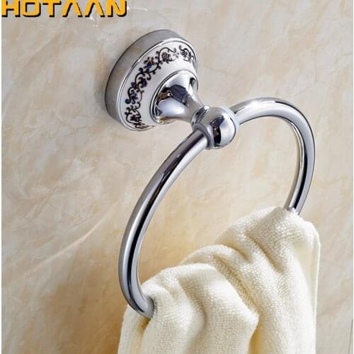Vintage Style Bathroom Towel Ring Wall Mount Holder Towel Rack Chrome Plate Stainless Steel Bathroom Accessories With Ceramic