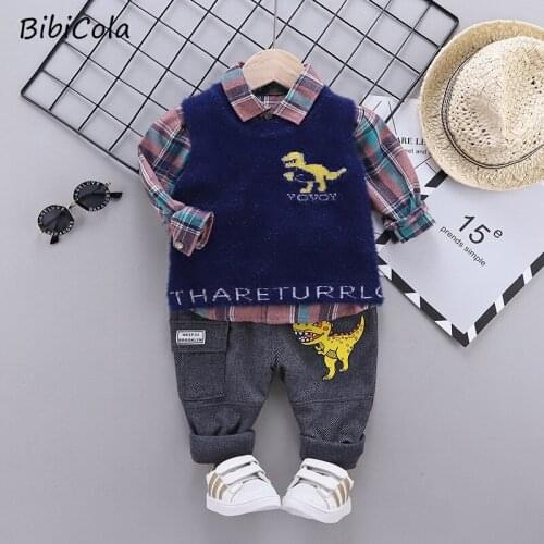 Baby Boy Clothes Set Spring Fashion Cotton Long Sleeve Dinosaur 3pcs Suits for Boys Casual Suits Childrens Clothes Baby Suit