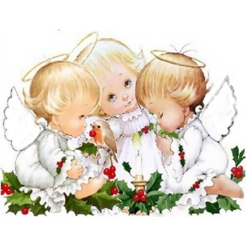Carton Angel DIY Embroidery 11CT Cross Stitch Kits Needlework Craft Set Printed Canvas Cotton Thread Home Decoration On Sale For