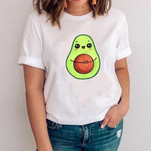 Cartoon Funny Avocado Fashion Print T Shirt Women Tops Summer Short Sleeve Hipster Tee Shirt Femme Casual Harajuku Shirt T-shirt