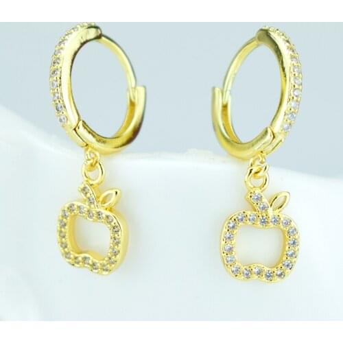Fashion simple geometric hollow apple earrings ladies office jewelry birthday party fruit earrings plus ear ring jewelry