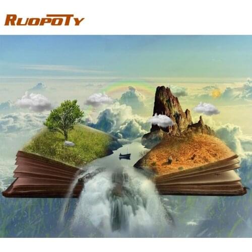 RUOPOTY Frame Picture Book Landscape Diy Painting By Numbers For Adults Modern Home Wall Art Picutre By Numbers Acrylic Diy Gift