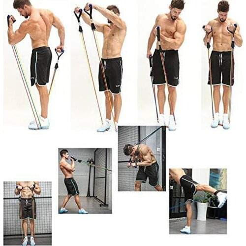 11pcs/KIT Yoga Resistance Bands Set Home Gym Sports Excercise Fitness