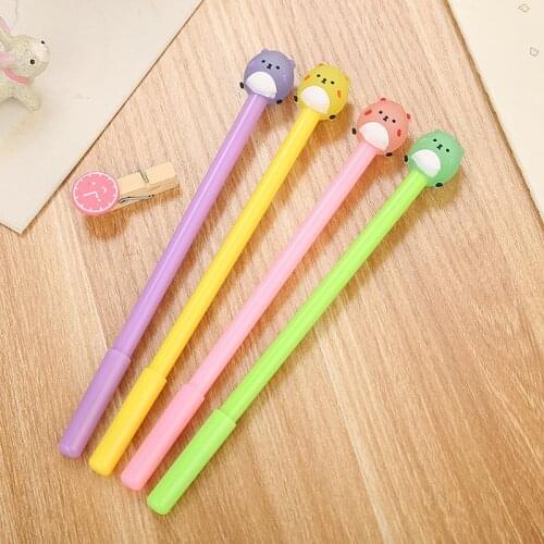 24 pcs Cartoon Bear Neutral Pen Creative Stationery Cute Student Black Needle Tube Office Water-based Signature Pen