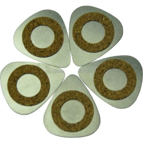 24pcs New 0.3mm Cork Grip Stainless Steel Blank Guitar Picks With Fiber Washer Ring