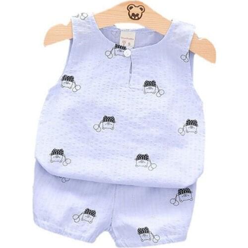 New Summer Baby Clothes Fashion Children Girls Vest Shorts 2Pcs/Sets Toddler Cartoon Costume Boys Sport Clothing Kids Tracksuits