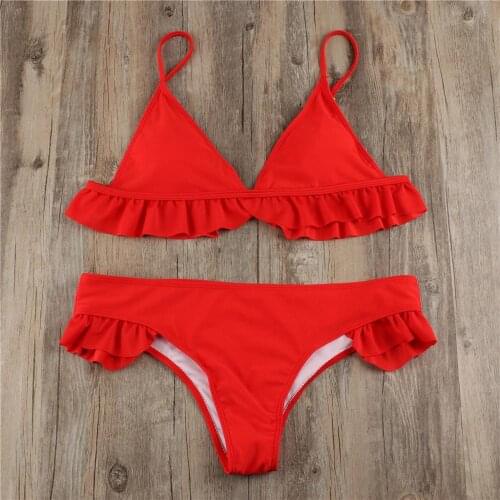 Sexy Swimsuit Bikini 2020 Women Padded Push-up Bra Bikini Set Ruffles Swimsuit Low Waist Bathing Suit Swim Bikinis 2020 Mujer #7