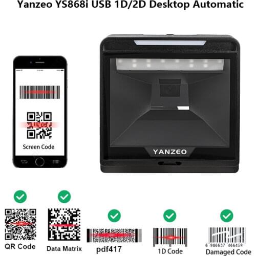 2D Image Flatbed Desktop Omnidirectional Bar Code Reader High Speed Automatic 1D Laser Barcode Scanner