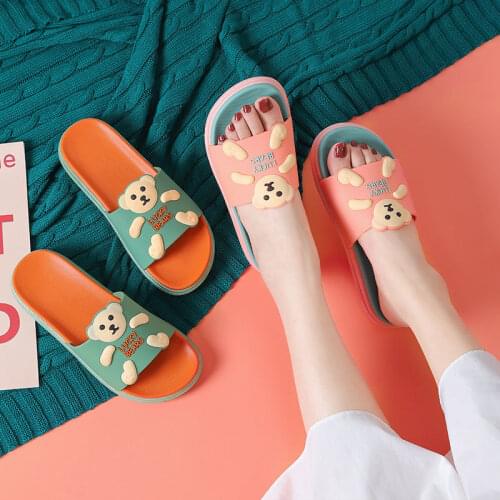 Comfortable unique new slippers for women at home summer Korean girls' anti slip thick bottomed cartoon cute childrens sandals