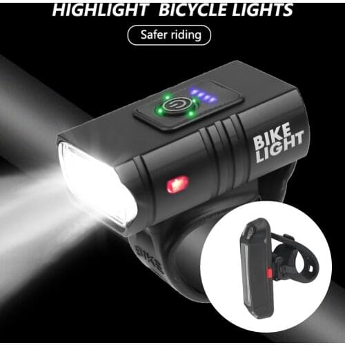 USB Rechargeable Bike Light Set Front Light + COB LED Bicycle T6 LED Taillight Biking Portable Dustproof Cycling Parts