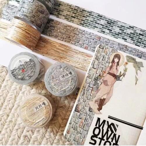 Vintage Brick Washi Tape for Card Making Bullet Journal DIY Scrapbooking Decorative Sticker