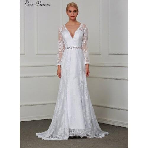 Illusion Back Sexy Deep V neck Vintage Lace Mermaid Wedding Dress Long Sleeve Beaded Belt Plus Size Bridal Dresses W0206