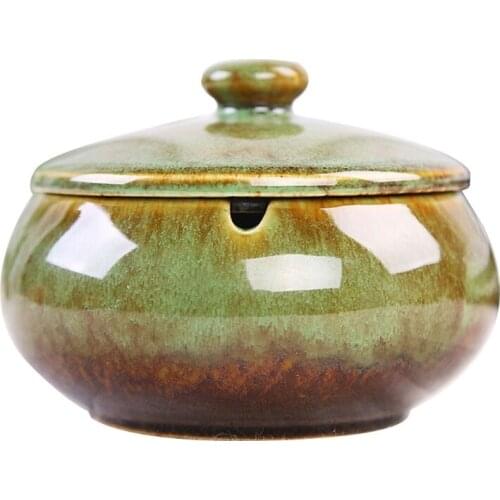 X7AE Ceramic Ashtray with Lids, Windproof, Cigarette Ashtray for Indoor or Outdoor Use，ashes Holder for Smokers,Desktop Smoking