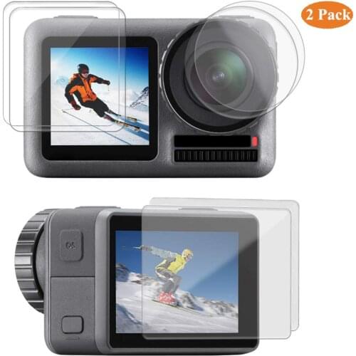 Osmo Action Screen Lens Protector Film Tempered Glass Full Coverage Foils for DJI OSMO Action 4K Camera, 9H Hardness Clear HD