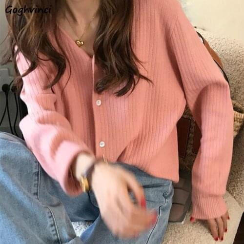 Multi-colors Cardigan Women Soft Tender Long Sleeve Sweaters Spring Autumn Sweet V-neck Knitting Korean Style Button Jumpers Ins