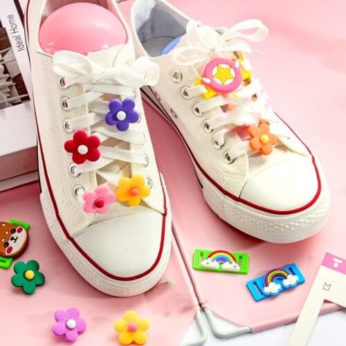 1Pc Shoelace Sunflower Plastic Shoelaces Garden Shoe Buckle Single Sale Flowers Lace Lock DIY Sneaker Kits Metal Lace Buckle