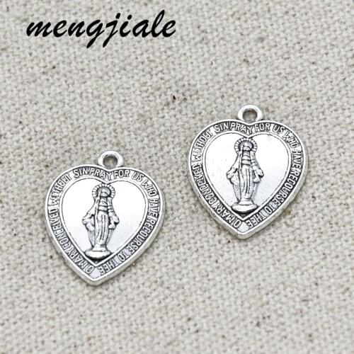 12pcs Antique Silver Color Love Jesus Charms Religion Pendants For DIY Jewelry Accessories Making 22*18mm