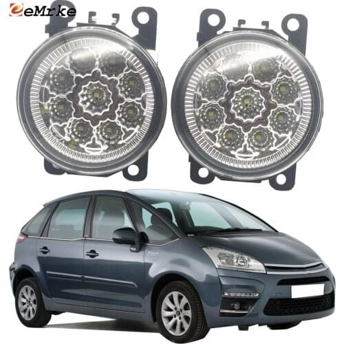2PCS Car Styling 9-Pieces LED Fog Light Lamp for Citroen C4 Picasso / Grand Picasso C4 2006-2020 H11 12V Halogen Fog Lights DRL