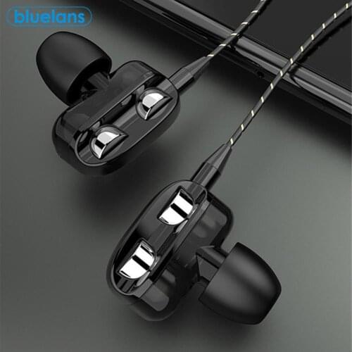 2021 Fashion Dual Dynamic Circle High Quality Heavy Bass Earbuds In-Ear Wired Earphone Music Sport Gaming Headset with Mic