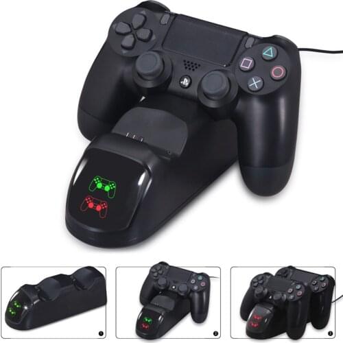 Dual Controller Charging Dock Charger Controller Charger With Charging Status Display Screen USB Charge Cable For PS4 Controller
