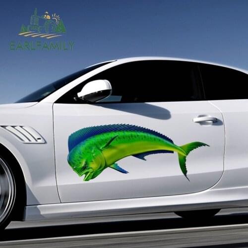 EARLFAMILY 43cm x 25.8cm 3D Coryphaena Hippurus Sticker Waterproof Boat Kayak Decals Car Wrap Vinyl Film Car Accessories