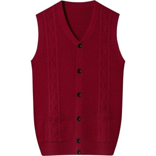 ERIDANUS Mens Pure Color Jacquard Cardigan Vest Thick Gold Velvet Knitted Waistcoat Single-breasted Casual Vest New Male MWB033