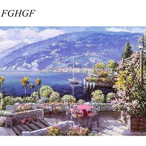 FGHGF Frameless Flower Garden Modern Art Picture DIY Painting By Numbers Landscape Hand Painted Home Wall Decor