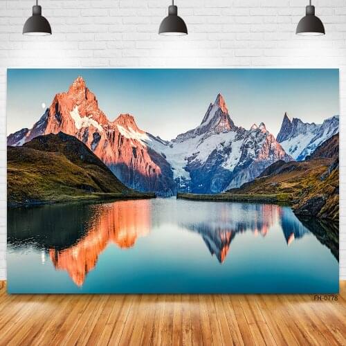 Mountain Blue Sky Beautiful Lake Forest Nature Scenery Baby Portrait Photography Backdrops Spring Backgrounds For Photo Studio