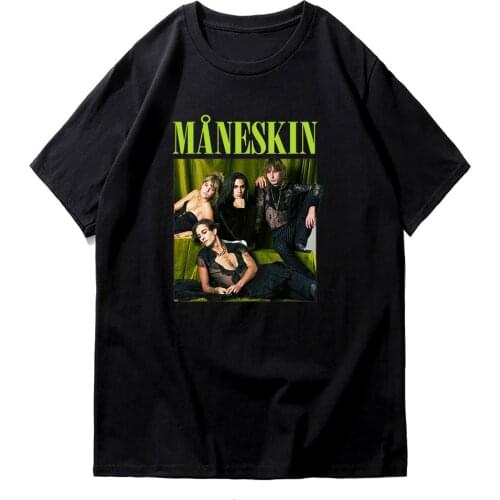 Maneskin T Shirt New Summer Fashion Women/Men Casual O-Neck Black T-Shirts Male Harajuku Kawaii Cotton Tees Shirts Tshirts Top