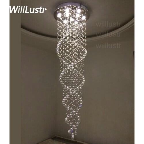 Willlustr crystal chandeliers hanging lamp double spiral stair light staircase K9 crystal chandelier LED bulb suspension light