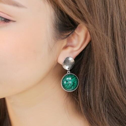 Korean Retro Green Crystal Geometric Irregular Sequin Earrings Womens Jewelry