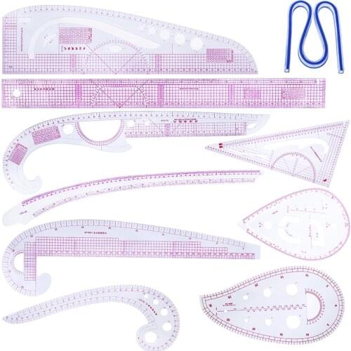 Imzay 10pcs/set French Curve Pattern Grading Rulers Multifunctional Drawing Line Measure Clothing Patchwork Design Ruler Set