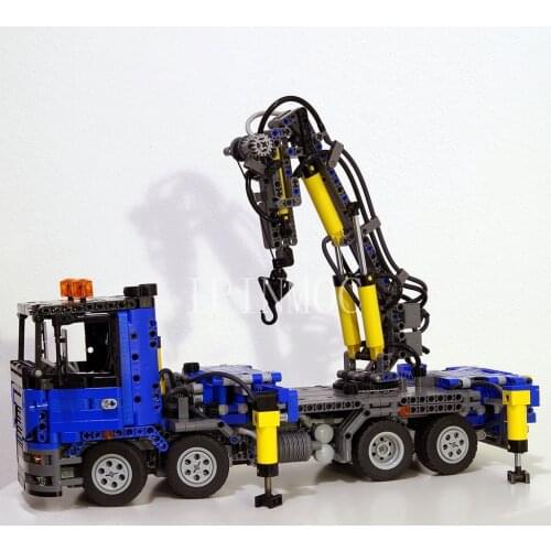 MOC-10801 Pneumatic Crane Manual Edition Difficulty Plugin Boy Gift 2021 New 1659PCS Static Model Technology Truck
