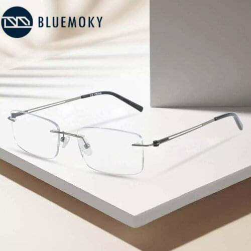 BLUEMOKY Titanium Alloy Rimless Optical Glasses Frame Men Ultralight Prescription Frameless Eyeglasses Myopia Screwless Eyewear