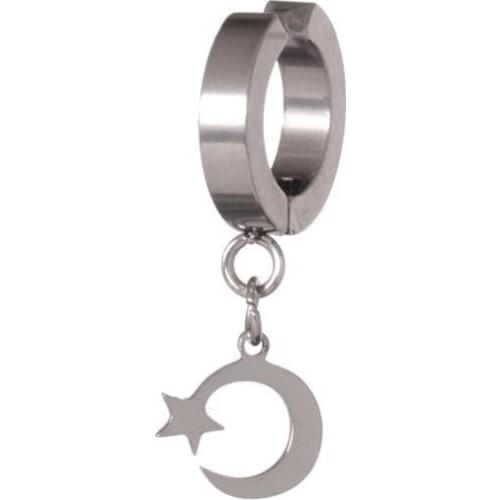 Mens Earrings steel models unisex moon star scissors yingyang lightning scorpion dragon musical note puzzle arrow ship rudder knife vicinity