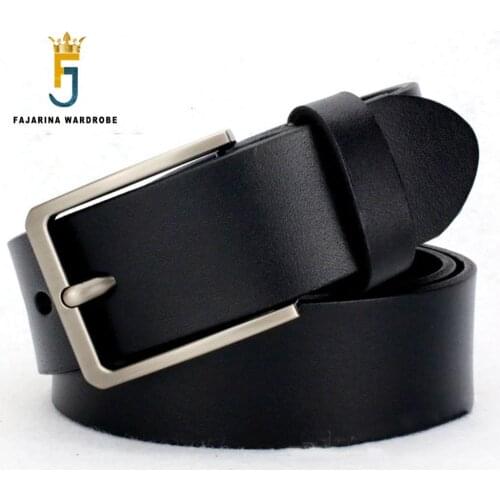 FAJARINA Quality Man Retro 38mm 100% Cowhide Genuine Leather Belts for Mens Luxury Design Mens Pin Buckle Belt Men NW0149