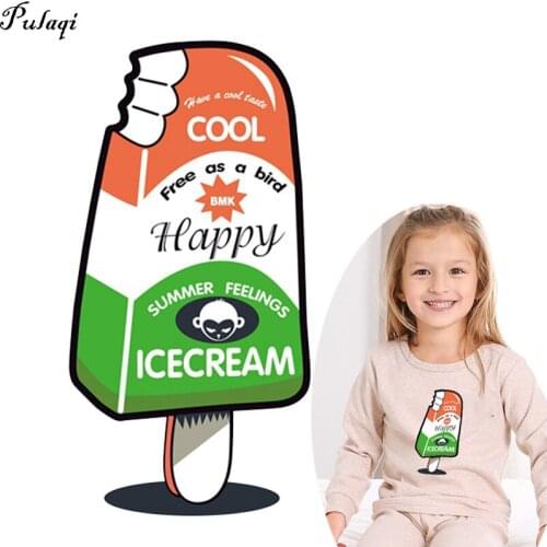 Pulaqi Ice Cream Patches For Clothes Cool Summer Style A-level Washable DIY Accessory Easy Print By Household Irons Applique H