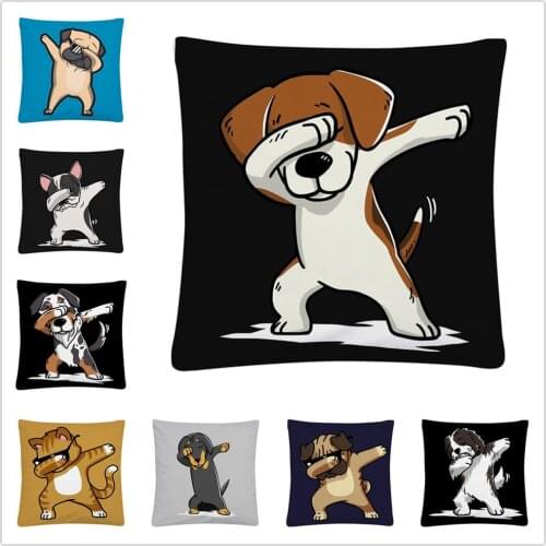 Narcissistic dog cartoon pattern Soft Short Plush Cushion Cover Pillow Case for Home Sofa Car Decor Pillowcase 45X45cm