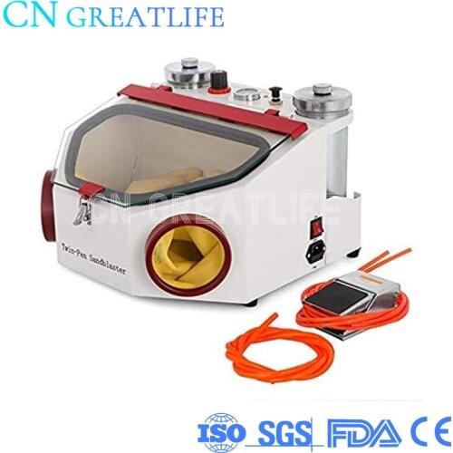 Twin Double Pen Dental Lab Equipment Dental Air Prophy Air Polisher Sandblasting Machine Set Dental Sandblasting Machine
