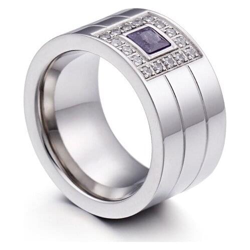 Cubic zirconia wedding rings for women fashion designer jewelry silver color big 12mm width ladies finger ring girls with stone