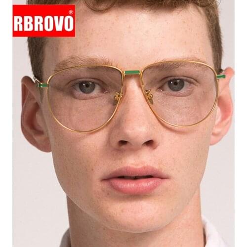 RBROVO Alloy Oversized Glasses Men Luxury Brand Glasses for Women/Men Retro Eyeglasses Vintage Designer Lentes De Lectura Mujer