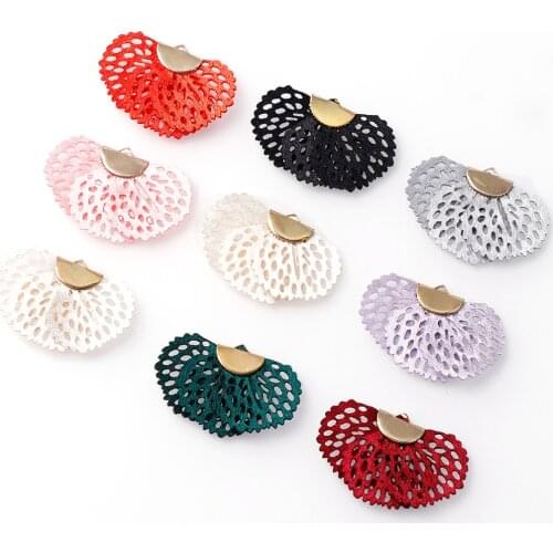 26mm 10pcs Mix colors Velvet Fabric Fan Leaf Tassel Charms Pendants Fit Women Handmade DIY Earrings Necklace Jewelry Makings