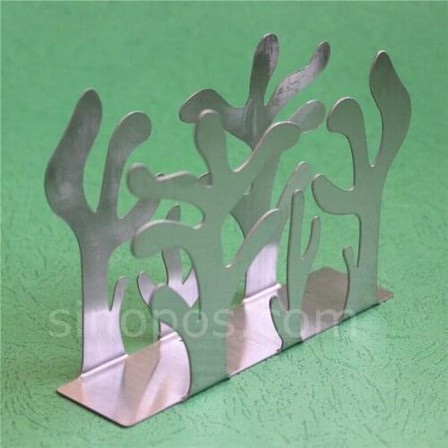 Hollow-out Patterned Steel Napkin Holder, desk dinner folded tissue metal rack restaurant table handkerchief hotel cafe buffet