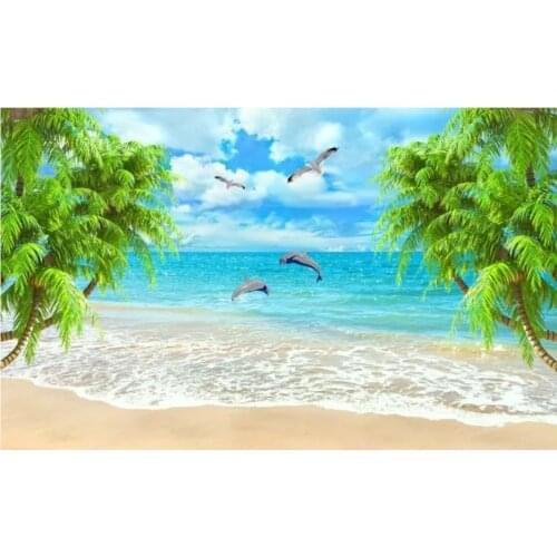 Custom wallpaper for walls 3 d for living room Seascape wallpapers love tree TV background wall