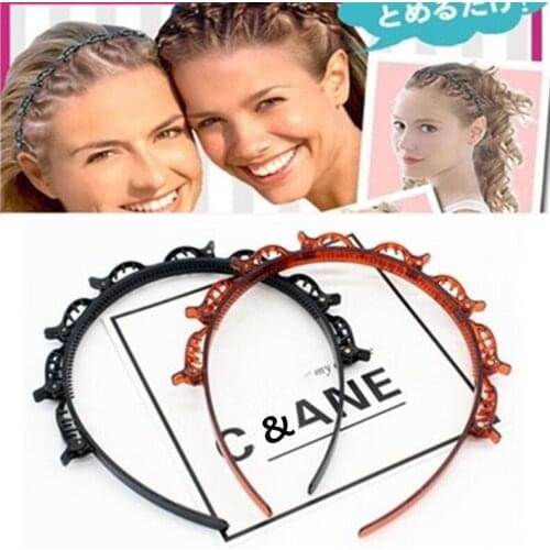 New Double Layer Bands Clip Hairbands Fashion Braided Headband Punk Knitting Womens Headwear Hair Clips For Women Accessories